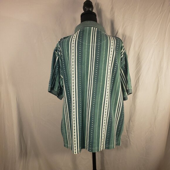 Centerfield Green Striped Polo Shirt - M - Picture 4 of 5